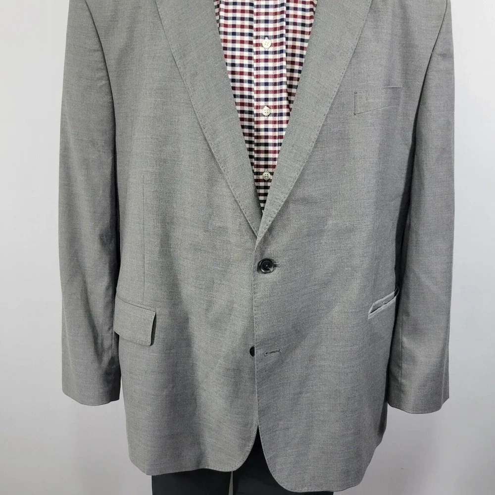 J.Ferrar Men's Sport Coat‎ Blazer Two Button Gray Polyester Blend 52R